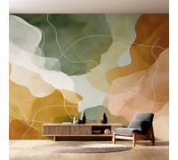 W366 X H254 cm Abstract Wave Wallpaper, Wall Mural Mid Century Photo Wallpaper, Non-Woven Print Wall Paper for Living Room Bedroom Art Decor, Renter Friendly D&O174