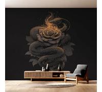 W366 X H254 cm Snake Wallpaper, Wall Mural Serpent Rose Photo Wallpaper, Non-Woven Print Wall Paper for Living Room Bedroom Art Decor, Renter Friendly D&O170
