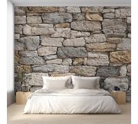 W366 X H254 cm Stone Brick Wallpaper, Wall Mural Stone Texture Photo Wallpaper, Non-Woven Print Wall Paper for Living Room Bedroom Art Decor, Renter Friendly D&O182