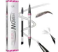 W3W Eyebrow Pencils for Women, 2-in-1 Dual-Ended Microblading Eyebrow Pencil Waterproof with 2 Fork Tip and Spoolie Brush for Hair-Like Natural Brows Eyebrow pen, Non-Dry, Last All-Day (Dark Brown)