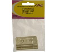 W4 Brass Flush Hinge (Pack of 2) - Gold, 50mm