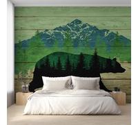 W400 X H280 cm Black Bear Wallpaper, Wall Mural Rustic Wood Grain Photo Wallpaper, Non-Woven Print Wall Paper for Living Room Bedroom Art Decor, Renter Friendly D&O155