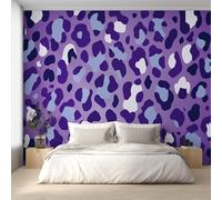 W400 X H280 cm Purple Leopard Wallpaper, Wall Mural Animal Print Cheetah Photo Wallpaper, Non-Woven Print Wall Paper for Living Room Bedroom Art Decor, Renter Friendly D&O182