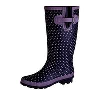 W404M-9 Navy / Mauve Polka Dot Wellies