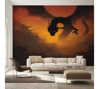 W450 X H315 cm Flying Dragon Wallpaper, Wall Mural Evil Dragon Photo Wallpaper, Non-Woven Print Wall Paper for Living Room Bedroom Art Decor, Renter Friendly D&O177