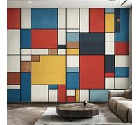 W450 X H315 cm Mondrian Wallpaper, Wall Mural Abstract Geometric Photo Wallpaper, Non-Woven Print Wall Paper for Living Room Bedroom Art Decor, Renter Friendly D&O158