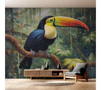 W450 X H315 cm Toucan Wallpaper, Wall Mural Tropical Jungle Monstera Photo Wallpaper, Non-Woven Print Wall Paper for Living Room Bedroom Art Decor, Renter Friendly D&O183
