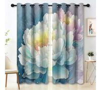 W46 x L72 Inch Blackout Curtains for Bedroom Living Room, Dreamy Botanical Peony Starry Sky Printed Eyelet Curtain Purple Thermal Insulated Noise Reducing Window Curtain Drapes 2 Panels, Women