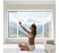 W50 x H125cm Magnetic Screen Window Full Frame|Hook and Loop Tape Mesh Screen Door with Magnets Self Closing Curtain for Balcony White