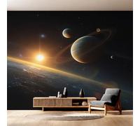 W500 X H350 cm Universe Planet Wallpaper, Wall Mural Space Galaxy Photo Wallpaper, Non-Woven Print Wall Paper for Living Room Bedroom Art Decor, Renter Friendly D&O168