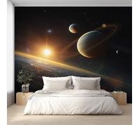 W500 X H350 cm Universe Wallpaper, Wall Mural Galaxy Space Planet Photo Wallpaper, Non-Woven Print Wall Paper for Living Room Bedroom Art Decor, Renter Friendly D&O165