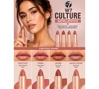 W7 Culture Satin Lipstick - Smooth Finish, Multiple Shades, FIRST DATE