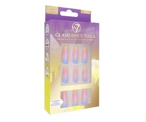 W7 Glamorous Nails - Salon Professional False Nails At Home - Glue Adhesive Included - Square Oval Shape - (Candy Gloss)