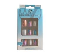 W7 Glamorous Nails - Salon Professional False Nails At Home - Glue Adhesive Included - Square Oval Shape - Spring Break (Spring Break)