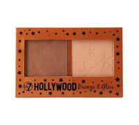 W7 Hollywood Bronze & Glow - Pressed Powder Duo Shimmer Bronzer & Highlighter - Contouring & Highlighting Vegan Makeup