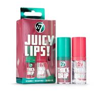 W7 Juicy Lips! Thick Drip Lip Gloss Duo Gift Set - Too Close & In The Clear - Hydrating Glossy Lip Glosses - Stocking Filler