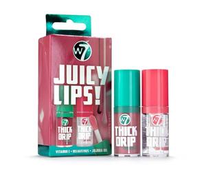 W7 Juicy Lips! Thick Drip Lip Gloss Duo Set - Too Close & In The Clear - Hydrating Glossy Lip Glosses