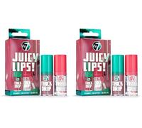 W7 Juicy Lips! Thick Drip Lip Gloss Duo Set - Too Close & In The Clear - Hydrating Glossy Lip Glosses (Pack of 2)