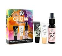 W7 Mini Glow Heroes Gift Set - Travel Size Makeup Minis with Primer, Glow Drops & Setting Spray - Stocking Filler