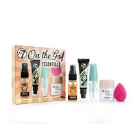 W7 On the Go Essentials Gift Set - Mini Makeup Must-Haves with Primer, Setting Spray, Mascara, Golden Glow Bronzing Drops & Beauty Sponge - Travel or Handbag Size Essentials