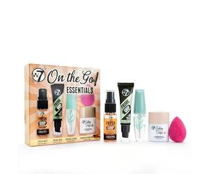 W7 On the Go Essentials - Mini Makeup Must-Haves with Primer, Setting Spray, Mascara, Golden Glow Bronzing Drops & Beauty Sponge - Travel or Handbag Size Essentials