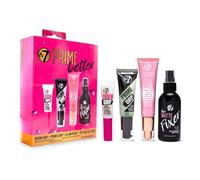 W7 Prime Better Gift Set - 4 Piece Makeup Prime & Set Collection with Primer, Fixer, Glow & Brow Grip - Makeup Gift for Flawless Base