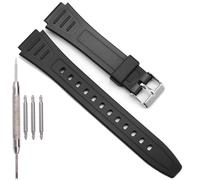 W800HG Resin Replacement Band Compatible with Casio W-800H F108WH AE1200WH A158WA Series Mens Waterproof Rubber Watch Strap (BlackBand SteelBuckle)