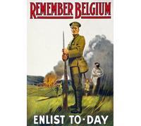 W85 Vintage WWI British Remember Belgium Join Enlist Army World War 1 Recruitment Poster WW1 Re-Print - A4 (297 x 210mm) 11.7" x 8.3"