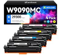 W9090MC W9091MC W9093MC W9092MC Toner Cartridge Set 4-Pack High Yield with Chip Replacement Compatible with HP Color LaserJet Managed E45028dn MFP E47528f Printer Ink Copier Black Cyan Magenta Yellow