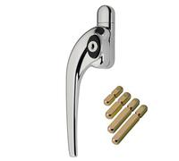 W98 Slimline Espag Window Handle, Polished Chrome, Left Handed, Fits 10mm, 20mm, 30mm, 40mm Spindle Lengths