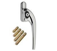 W98 Slimline Espag Window Handle, Polished Chrome, Right Handed, Fits 10mm, 20mm, 30mm, 40mm Spindle Lengths
