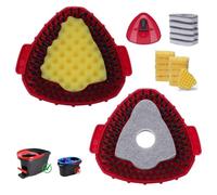 Wa.IE Jiemi 2 Pcs Spin Mop Replacements Scrub Brush and 1 Mop Base with 6 Pcs Scouring Pad Compatible with Cedar EasyWring 1 Tank System，Including 6Pcs Scouring Pad + 12Pcs Heavy Duty Scrub Sponge