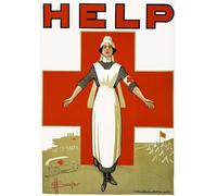 WA135 Vintage WW1 HELP Australian Red Cross Nurses World War 1 Poster Re-Print - A3 (432 x 305mm) 16.5" x 11.7"