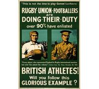 WA2 Vintage WWI 1915 British Rugby Football Athletes Doing Their Duty Recruitment Poster WW1 Re-Print - A3 (432 x 305mm) 16.5" x 11.7"