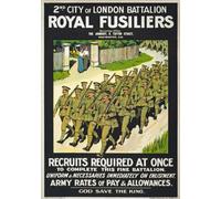 WA3 Vintage WWI British Royal Fusiliers Recruits required Army War Recruitment Poster WW1 Re-Print - A4 (297 x 210mm) 11.7" x 8.3"