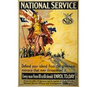 WA58 Vintage WWI British National Service War Poster WW1 Re-Print - A4 (297 x 210mm) 11.7" x 8.3"