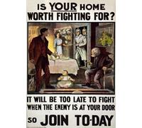 WA6 Vintage WWI British Is Your Home Worth Fighting For War Poster WW1 Re-Print - A2+ (610 x 432mm) 24" x 17"