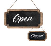 WaaHome Open Signs for Business Double Sided Chalkboard Style Open Closed Sign for Store Door Window, 6''X12'' Black