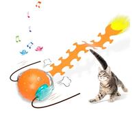 Waaiio Cat Interactive Toy, Centipede Cat Toys for Indoor Cats, Bird Chirping Touch Activated Automatic Rolling Ball, Rechargeable Enrichment Toys Moving Kitten Toys (Orange)