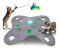 Waaiio Cat Toys for Indoor Cats,Interactive Toy Hide n Seek for Kittens,Automatic Moving Wand Feather,Motion Activated Exercise Toy for Bored Cats Rechargeable (Grey)