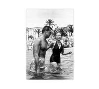 waajsp Film Actor- Grace Kelly And Cary Grant Vintage Poster Canvas Poster Bedroom Decor Landscape Office Room Decor Gift 08x12inch(20x30cm)