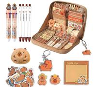Waaqkid Cute Capybara Pencil Case with 12 Compartments, Capybara Stationery Set