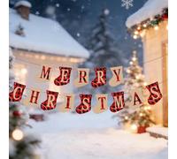 WaaRiuQ 1 Set Indoor Christmas Decorations, Christmas Sock Bunting with Merry Christmas Banner, 3m Hanging Decorations for Tree, Wall and Stair Rail, Christmas Party Decor