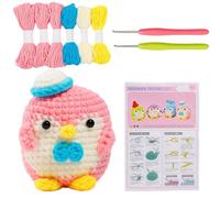 WaaRiuQ 1 Set Pink Penguin Crochet Kit, Crochet Kits for Beginners Kids and Adults, Complete Starter Kit with Easy-to-Follow Patterns, Perfect for Crafting and Relaxation