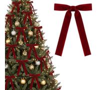 WaaRiuQ 12Pcs Christmas Tree Bows, Burgundy Velvet Bows for Christmas Decorations, Red Christmas Tree Decorations for Wreath and Gift Wrapping, 13x18 cm