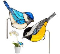 WaaRiuQ 2 Pack Robin Ornaments for Garden, Cute Bird Plant Hanger Decorations, Small Animal Ornaments for Outdoor Garden Decor, 9.78cm X 12cm Robin Figurines