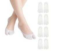 WaaRiuQ 4 Pairs White Cotton Socks, Tabi Socks Women, Split Toe Socks with Non-Slip Silicone Grip, Comfortable Flip Flop Socks for Sandals, Loafers and Sneakers, Tabi Shoes
