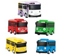 WaaRiuQ 5 Toy Buses Set, Pull Back Bus Toys for Kids, Durable Plastic Bus Toys for 2 Year Old and Up, Toy with Smooth Wheels, Fun and Educational for Toddlers