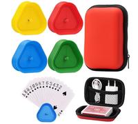 WaaRiuQ 5Pcs Playing Card Holder Set, 4 Card Stands and 1 Storage Box, Hands-Free Uno Card Holder for Kids and Adults, Perfect for Poker Parties and Family Game Nights