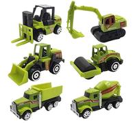 WaaRiuQ 6 Green Toy Tractors, Tractor Ted Toys and Combine Harvester Toys, Farm Set for Kids, Durable Construction Vehicles for Toddlers, Includes 6 Assorted Styles, Ideal for Imaginative Play